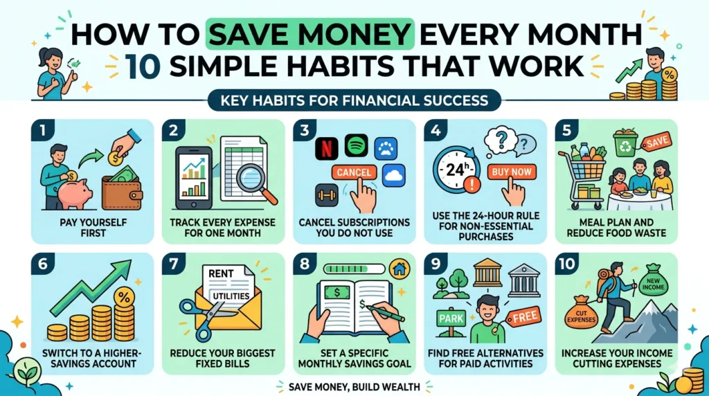 how to save money every month